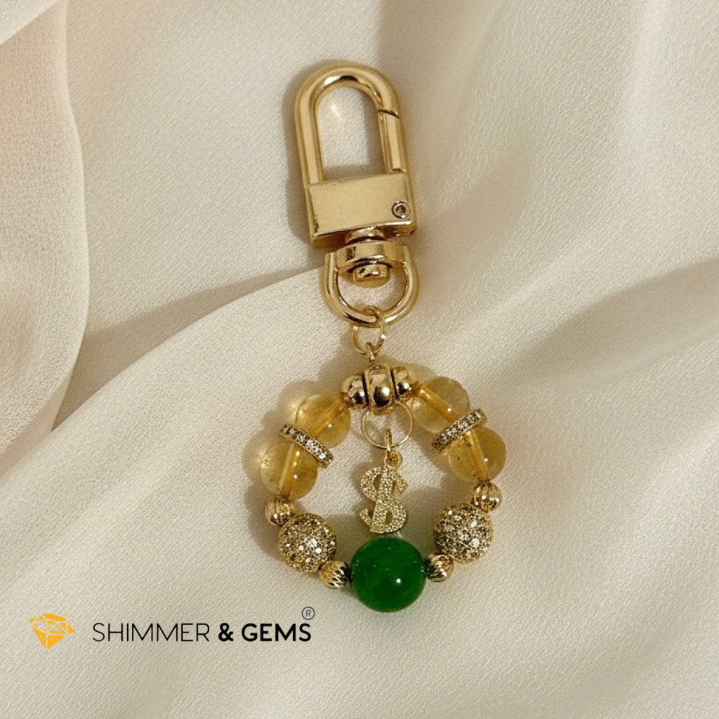 Citrine & Aventurine Lotus Wealth Bag Charm by Audrey