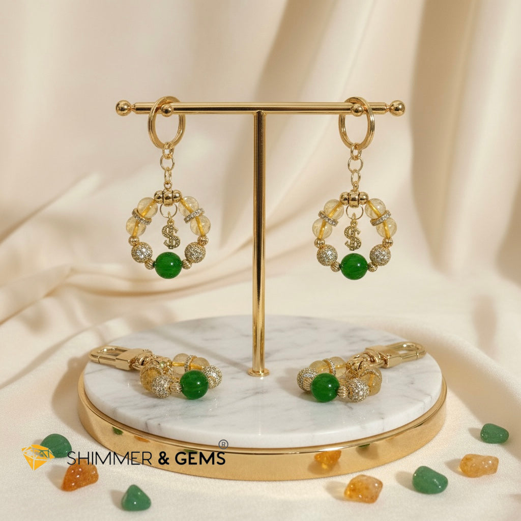 Citrine & Aventurine Lotus Wealth Bag Charm by Audrey