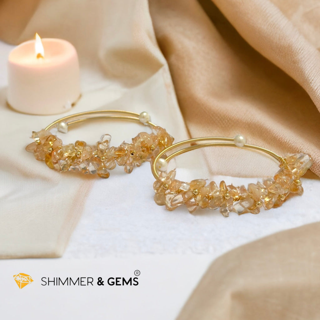 Citrine Bangle (Handmade Wirewrapped 14k gold filled)