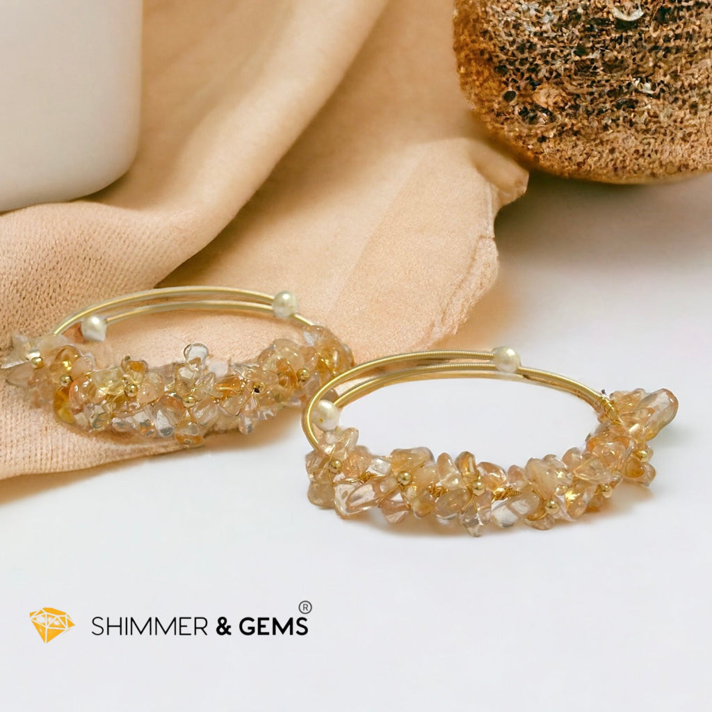 Citrine Bangle (Handmade Wirewrapped 14k gold filled)