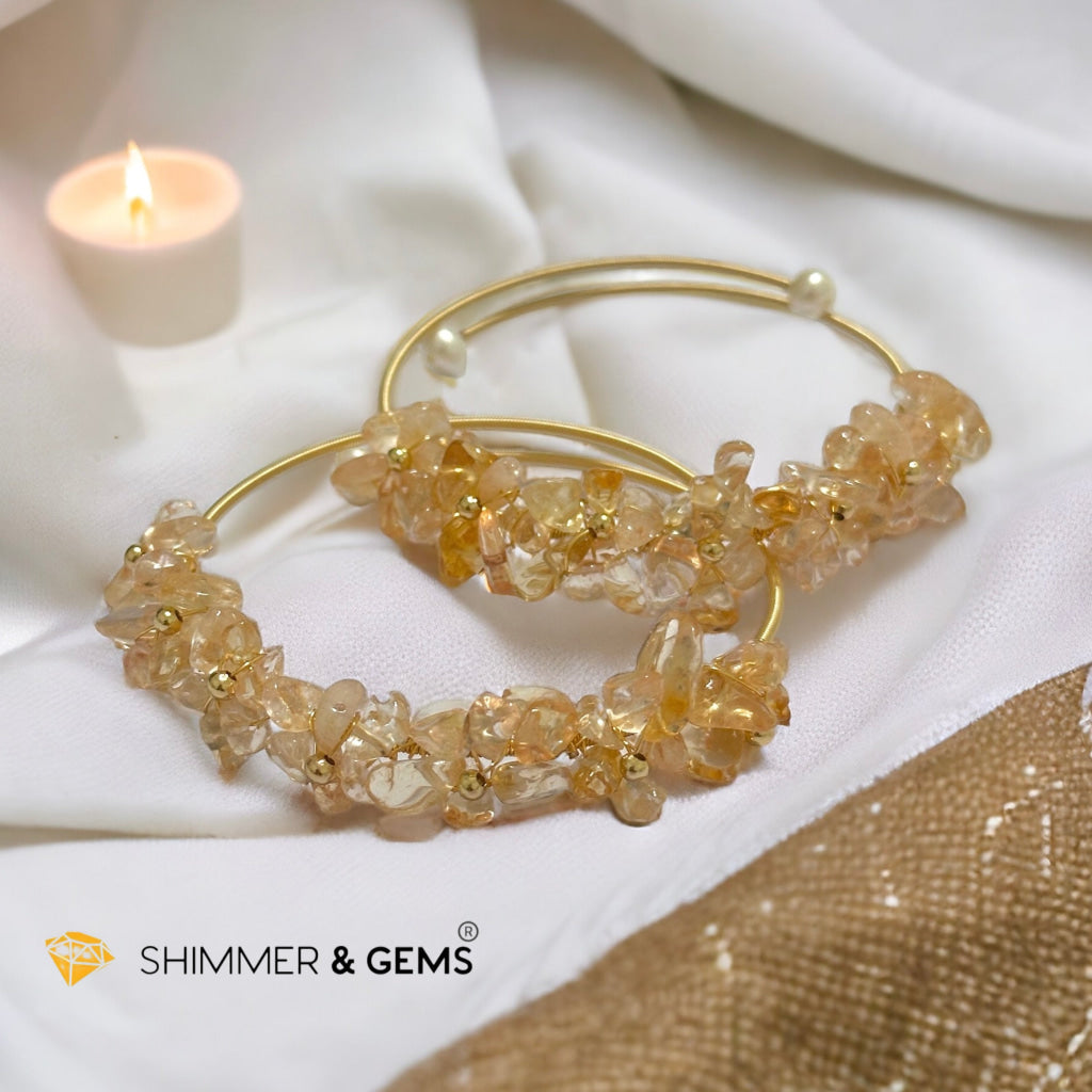 Citrine Bangle (Handmade Wirewrapped 14k gold filled)