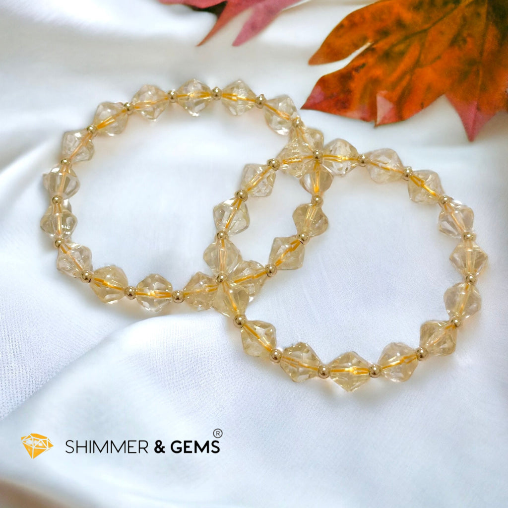 Citrine Bi-cone 8mm Bracelet with 14k Gold Filled (AAA Grade)