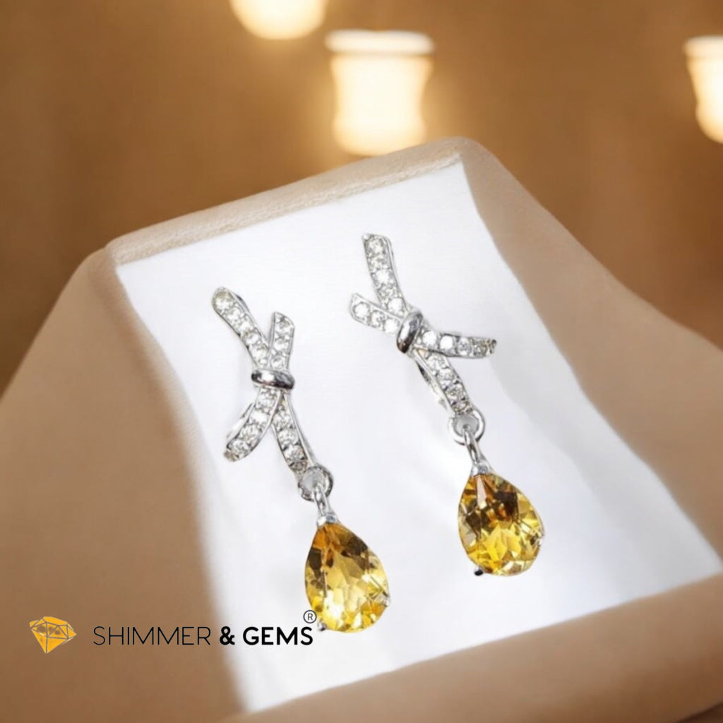 Citrine Dangle Earrings 925 Silver (AAA) 5x7mm