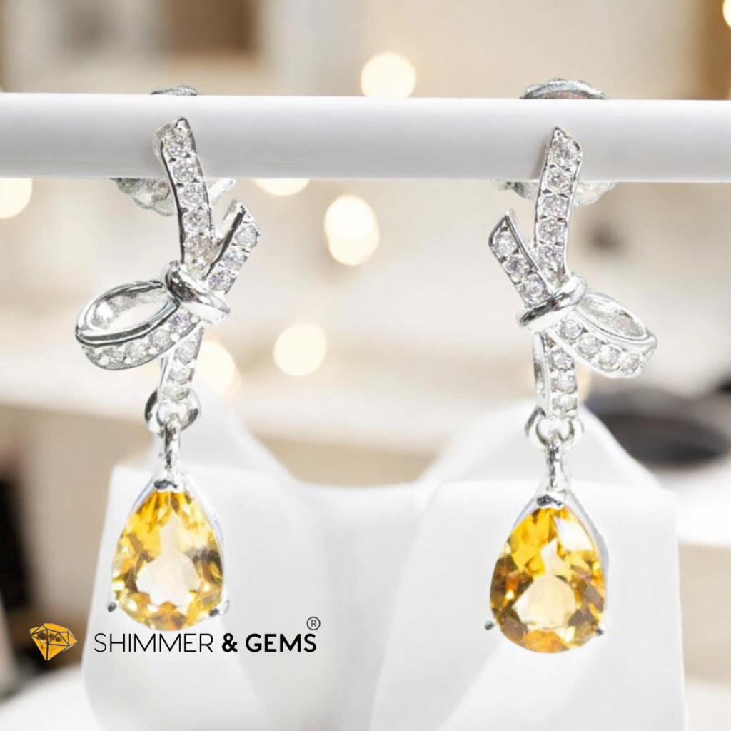 Citrine Dangle Earrings 925 Silver (AAA) 5x7mm