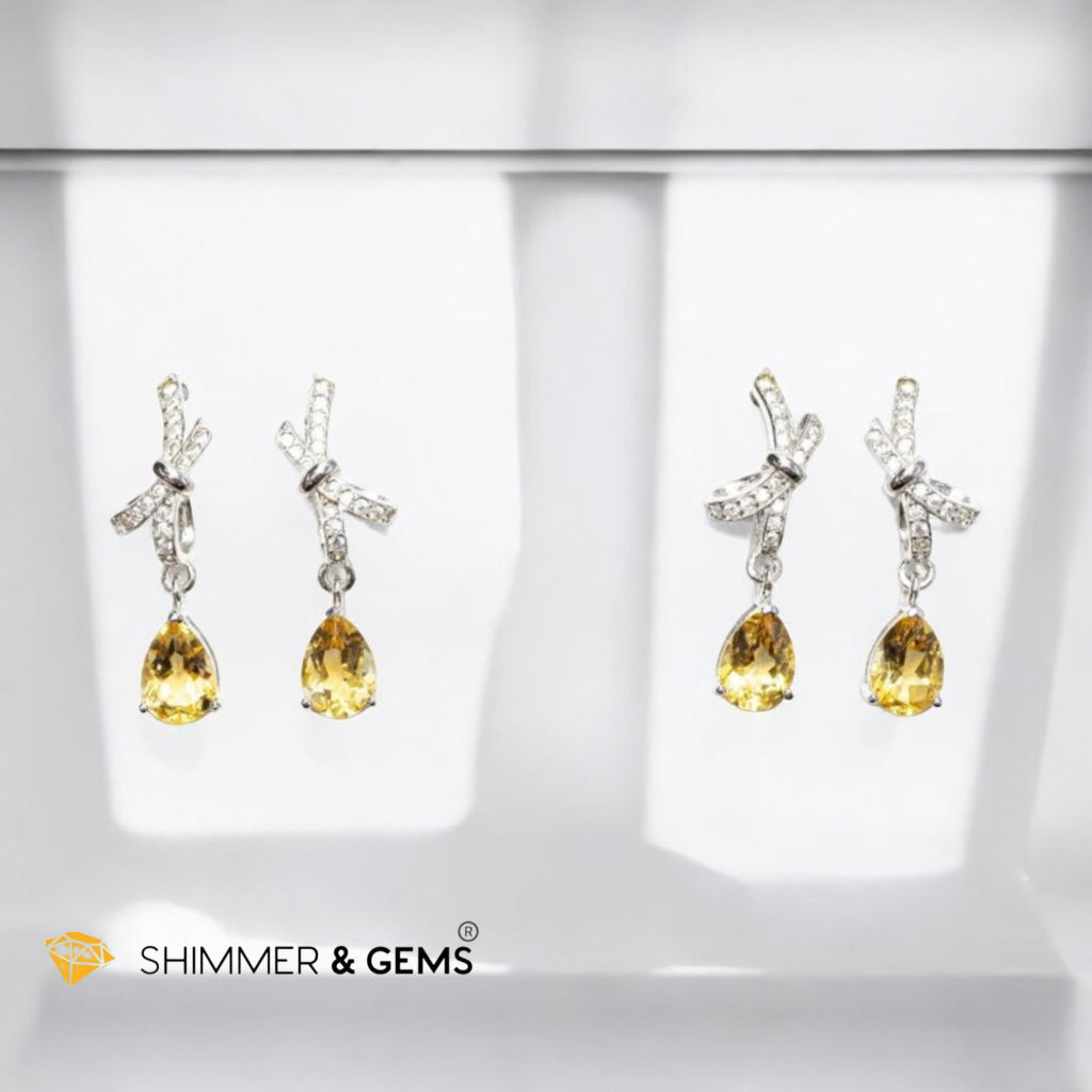 Citrine Dangle Earrings 925 Silver (AAA) 5x7mm