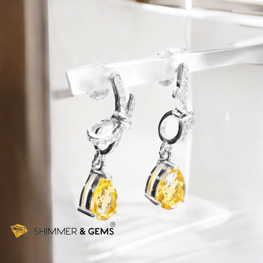 Citrine Dangle Earrings 925 Silver (AAA) 5x7mm