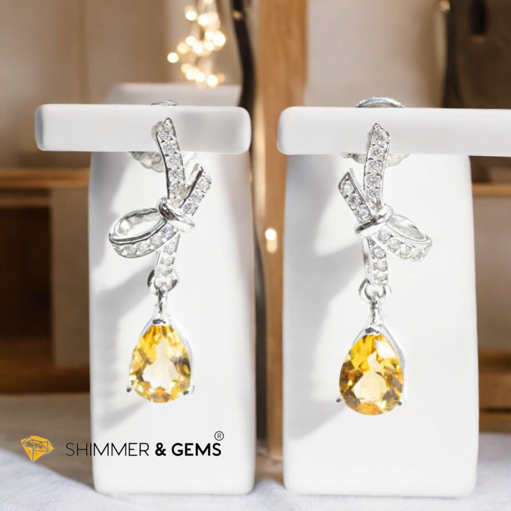 Citrine Dangle Earrings 925 Silver (AAA) 5x7mm