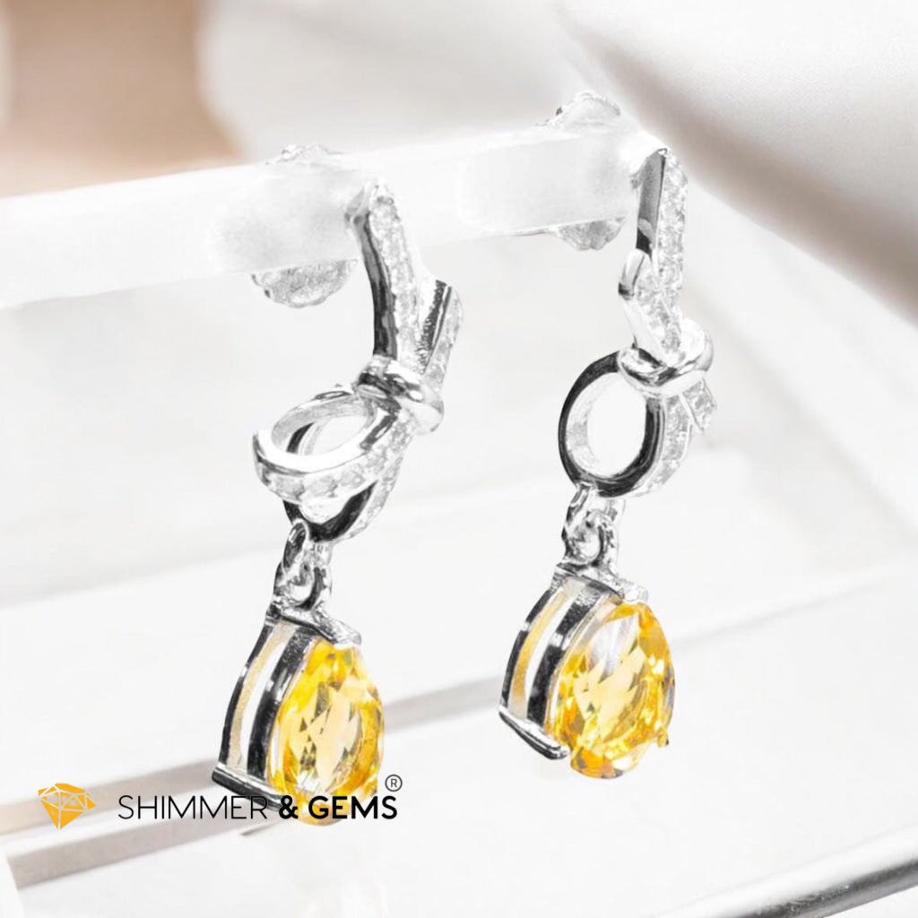 Citrine Dangle Earrings 925 Silver (AAA) 5x7mm