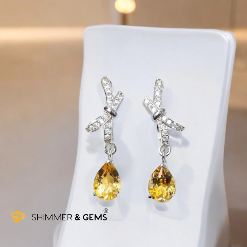 Citrine Dangle Earrings 925 Silver (AAA) 5x7mm