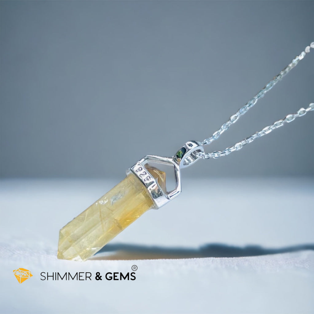 Citrine Double Pointer Pendant 925 Silver (Wealth Activator)