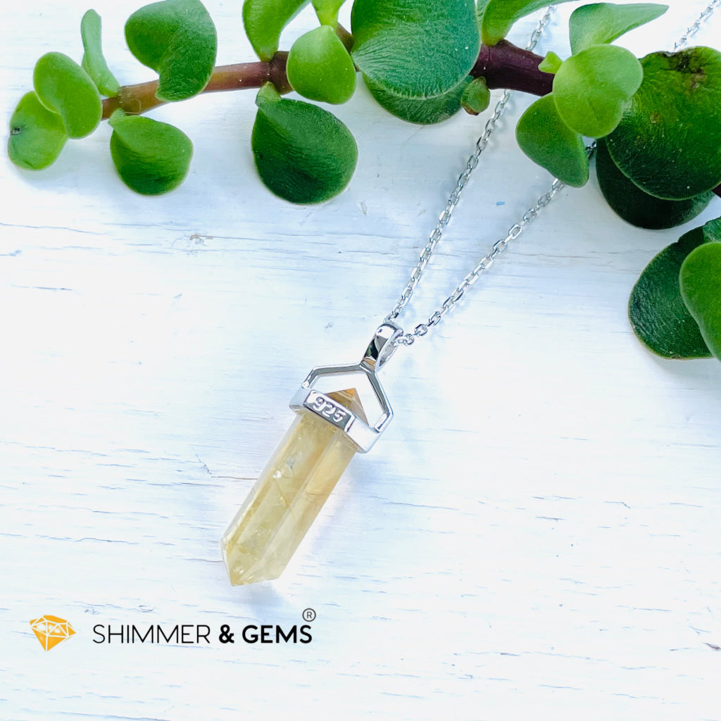 Citrine Double Pointer Pendant 925 Silver (Wealth Activator) Charms & Pendants