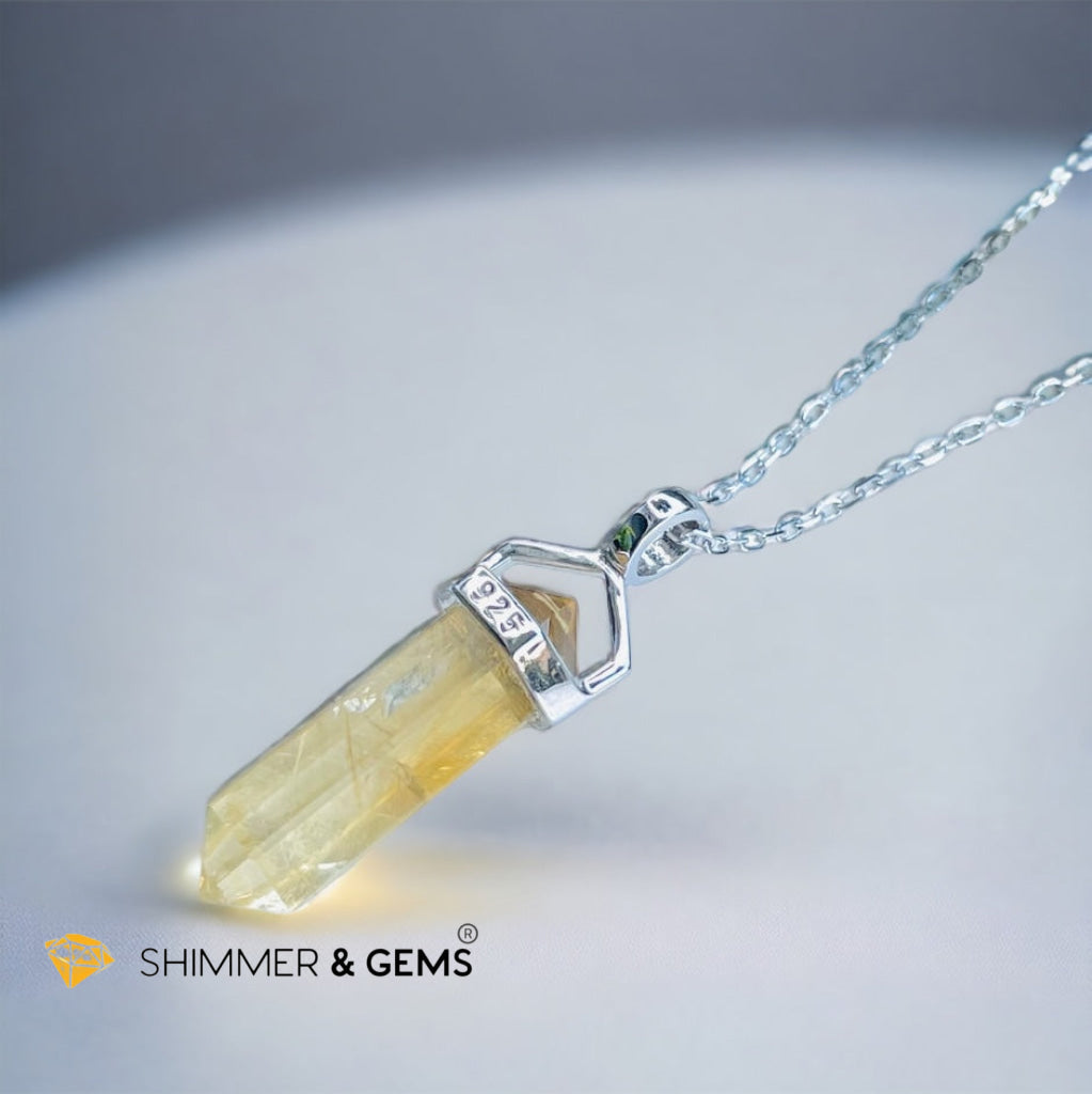 Citrine Double Pointer Pendant 925 Silver (Wealth Activator)