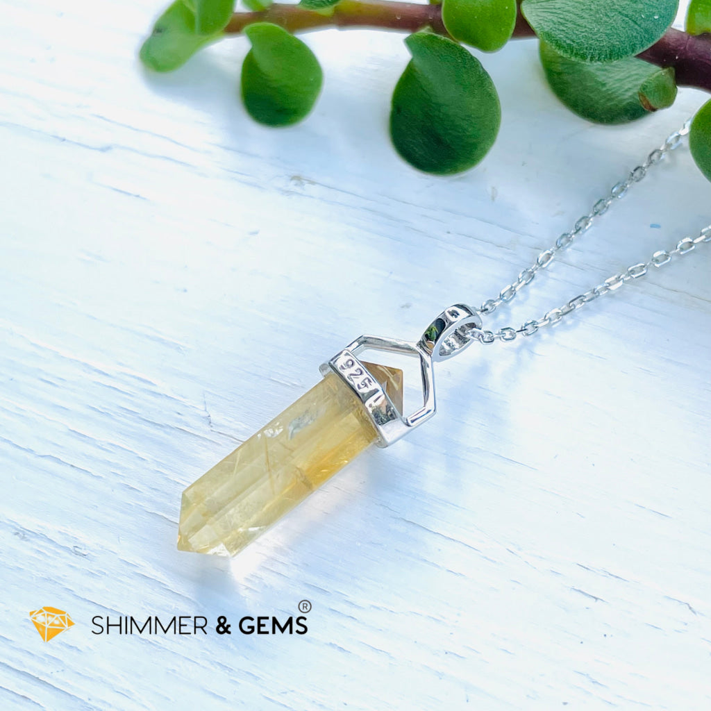 Citrine Double Pointer Pendant 925 Silver (Wealth Activator) Charms & Pendants