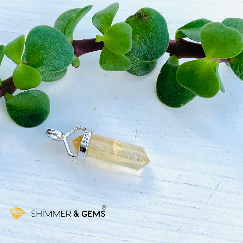 Citrine Double Pointer Pendant 925 Silver (Wealth Activator) Charms & Pendants