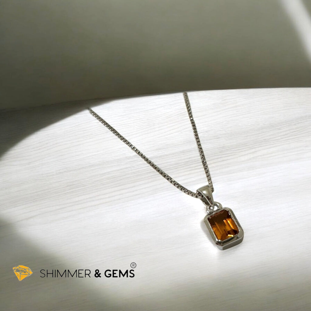 Citrine Orange Madeira Pendant 4x6mm 925 Silver (Encoded & Activated) Flame of Abundance