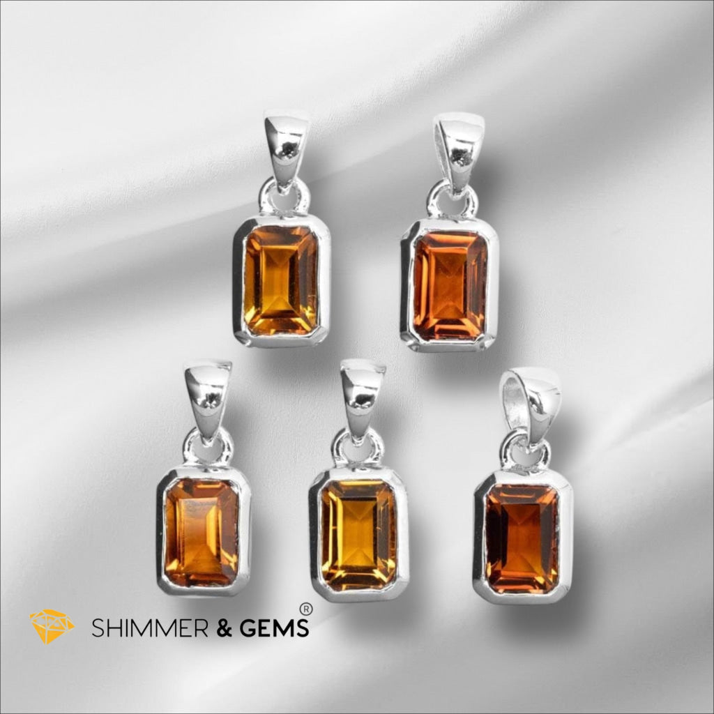 Citrine Orange Madeira Pendant 4x6mm 925 Silver (Encoded & Activated) Flame of Abundance