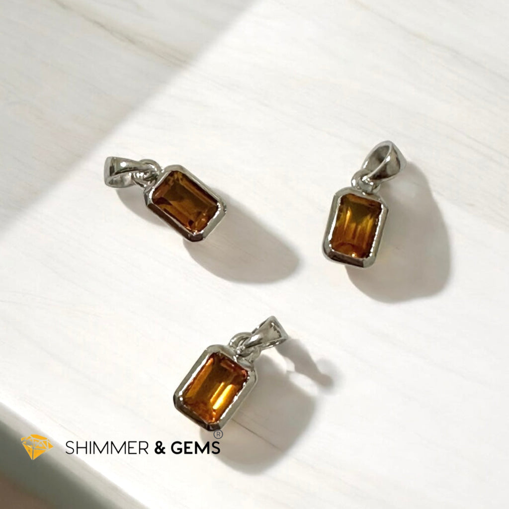 Citrine Orange Madeira Pendant 4x6mm 925 Silver (Encoded & Activated) Flame of Abundance