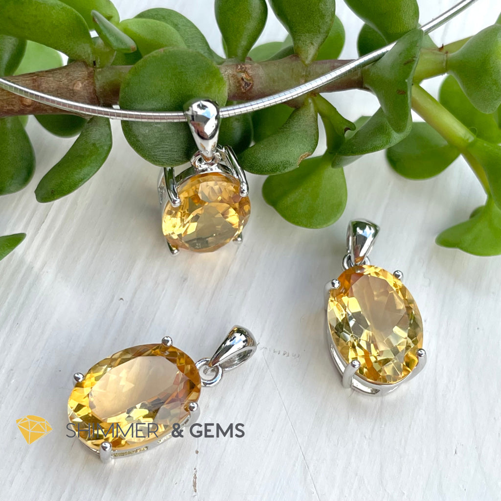 Citrine Oval Pendant In 925 Silver (Money Magnet) Charms & Pendants