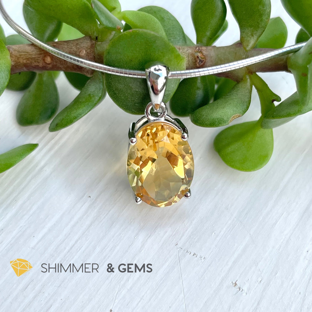 Citrine Oval Pendant In 925 Silver (Money Magnet) Charms & Pendants