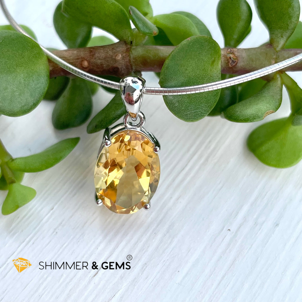 Citrine Oval Pendant In 925 Silver (Money Magnet) Charms & Pendants