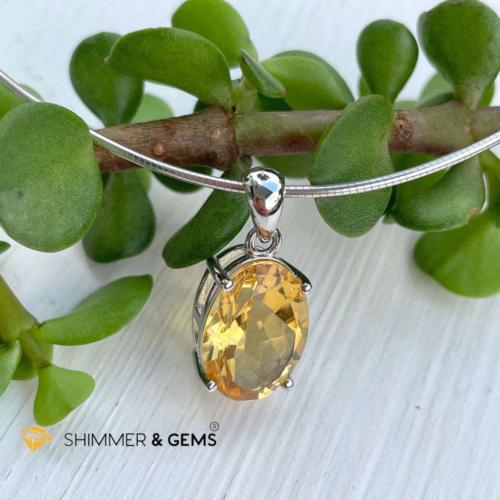 Citrine Oval Pendant In 925 Silver (Money Magnet) Charms & Pendants