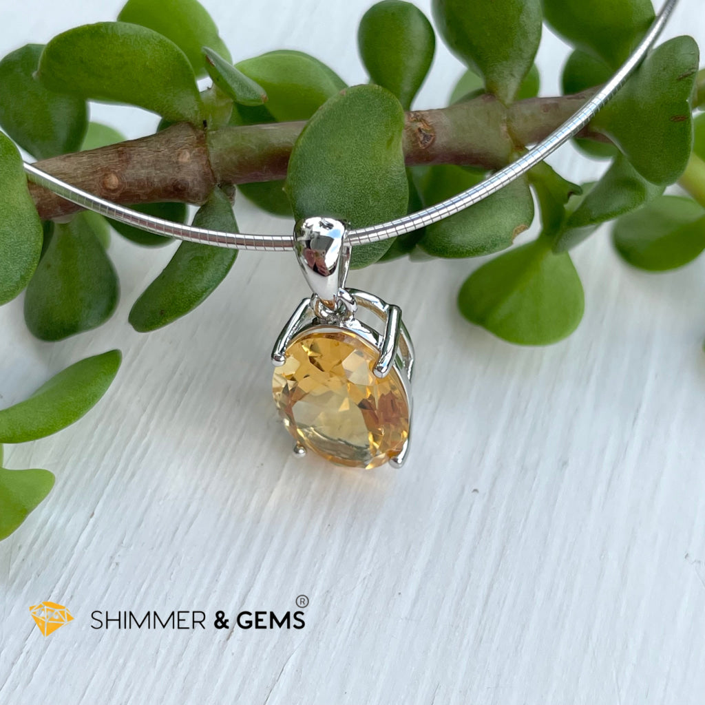 Citrine Oval Pendant In 925 Silver (Money Magnet) Charms & Pendants