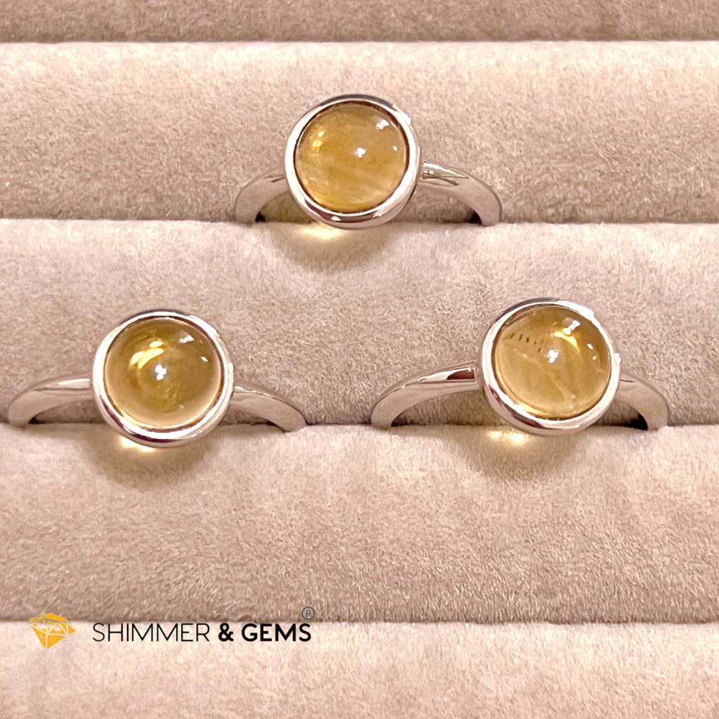 Citrine Round 925 Silver Ring