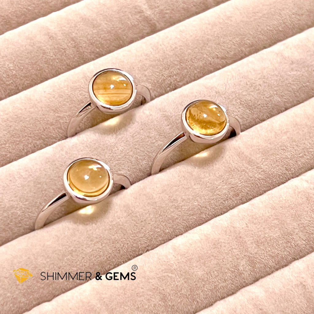 Citrine Round 925 Silver Ring