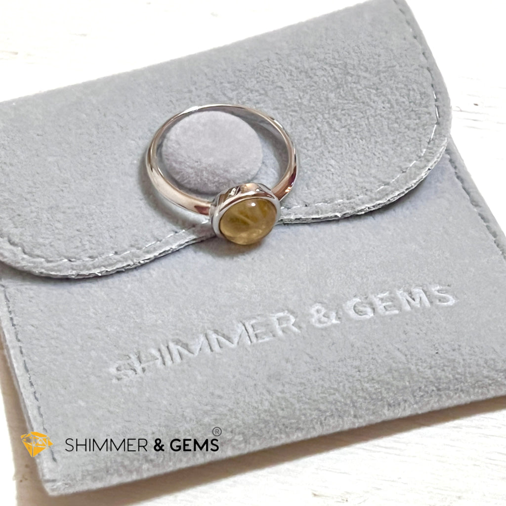 Citrine Round 925 Silver Ring