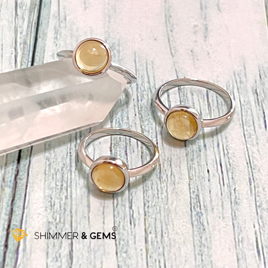 Citrine Round 925 Silver Ring