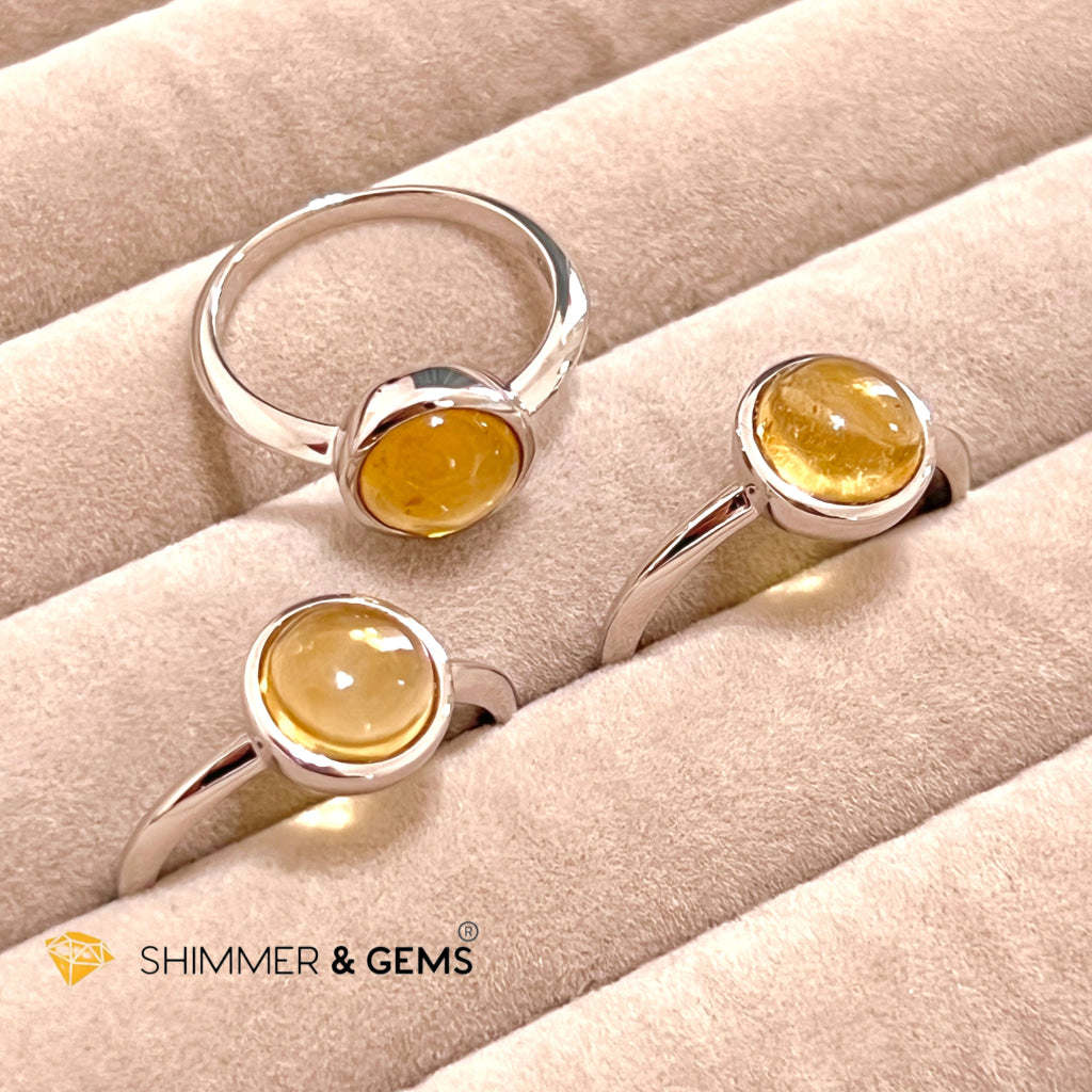 Citrine Round 925 Silver Ring