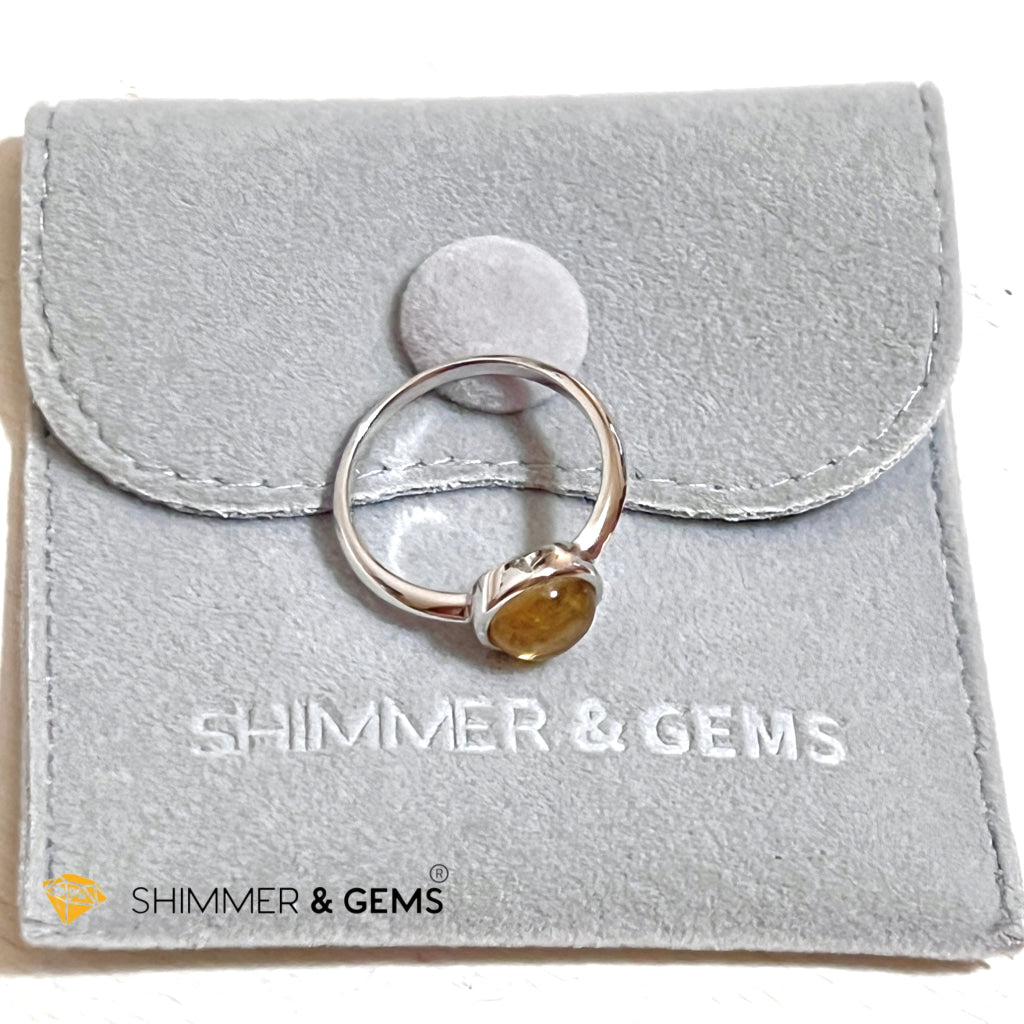 Citrine Round 925 Silver Ring