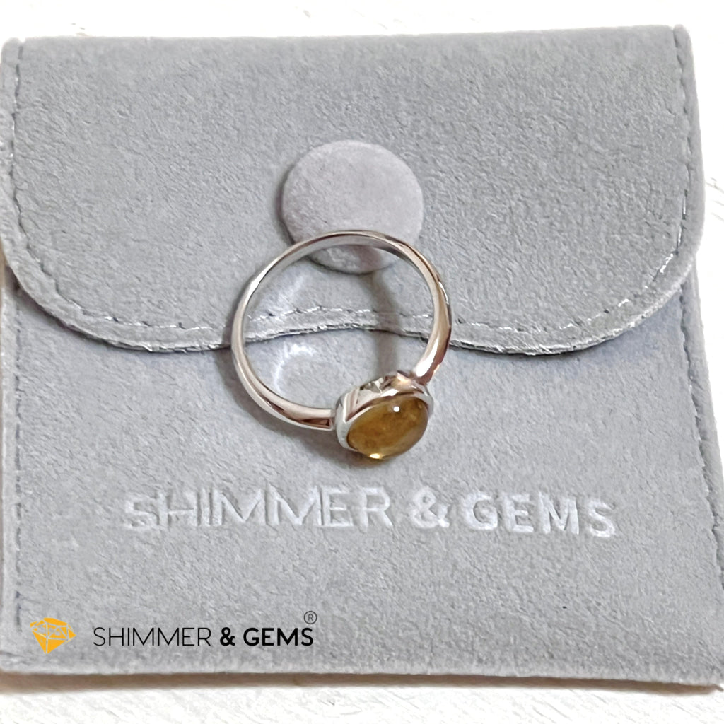 Citrine Round 925 Silver Ring