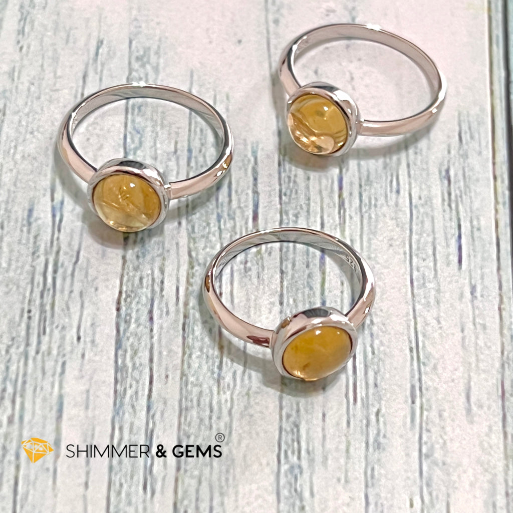 Citrine Round 925 Silver Ring