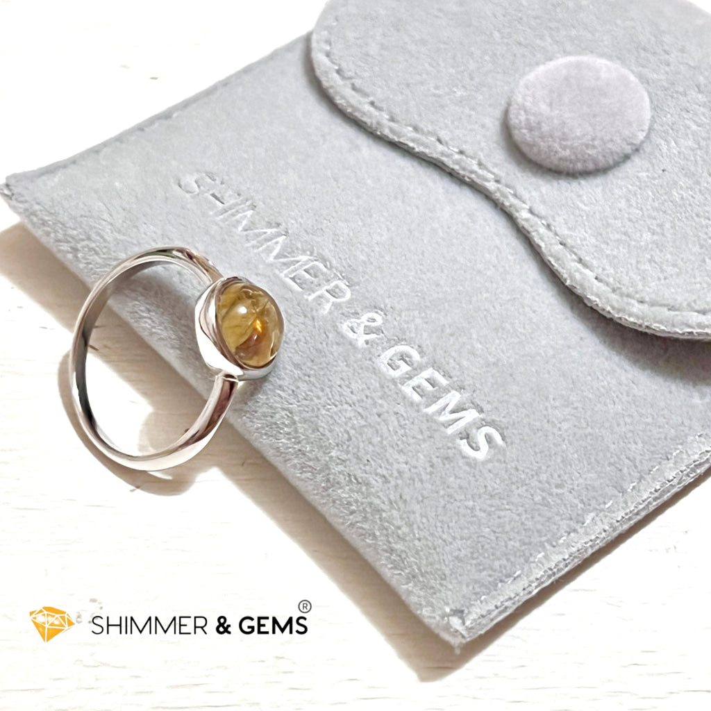 Citrine Round 925 Silver Ring