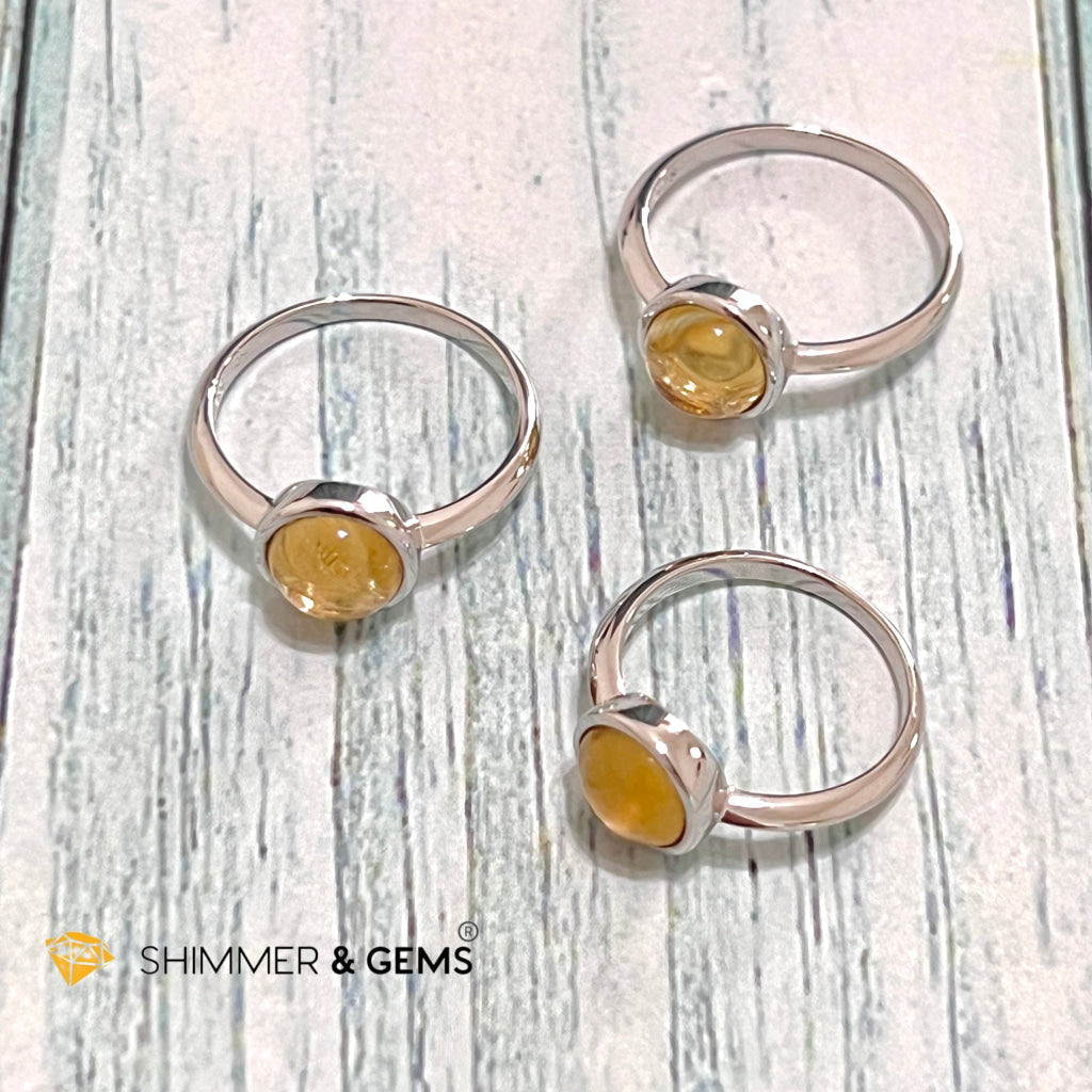 Citrine Round 925 Silver Ring