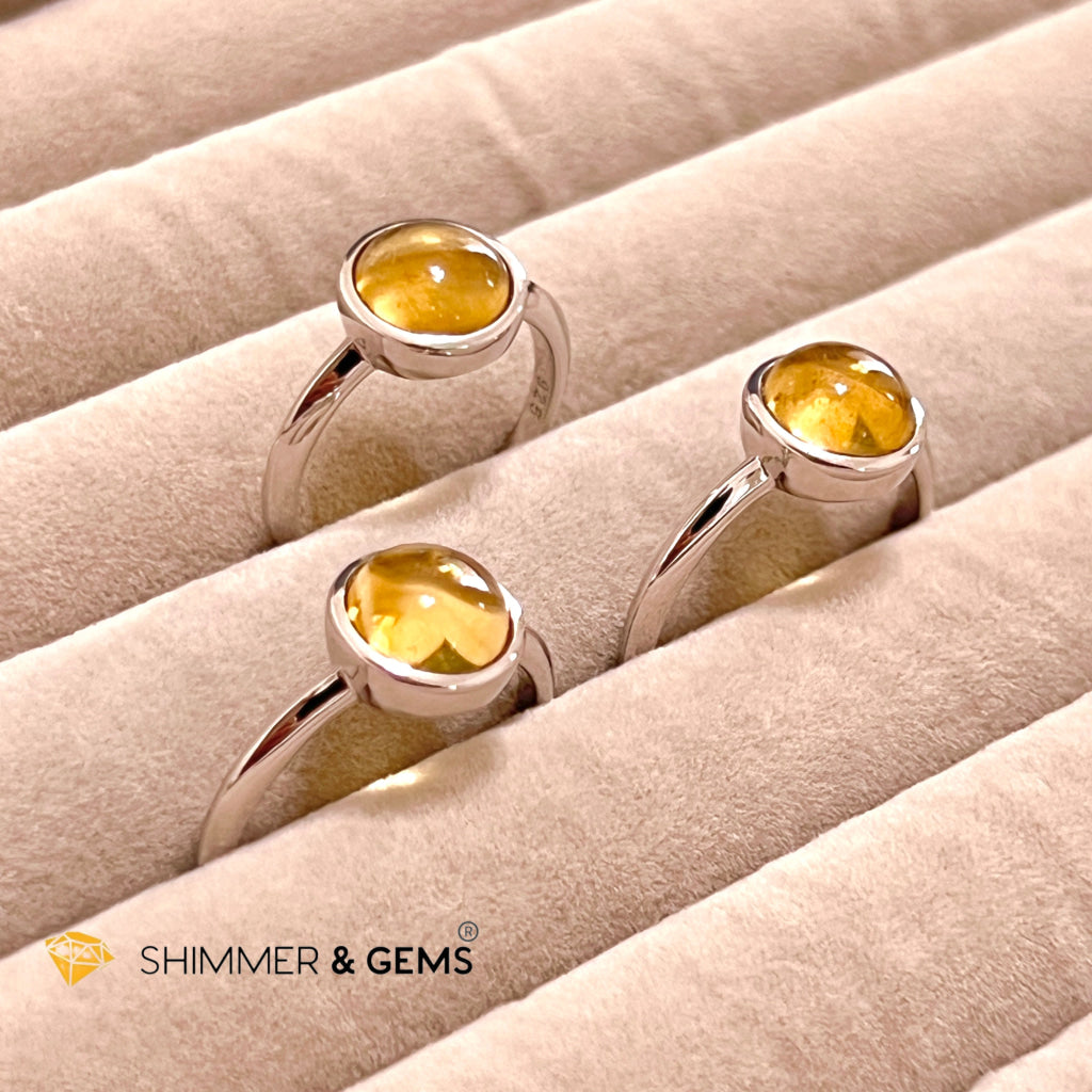 Citrine Round 925 Silver Ring