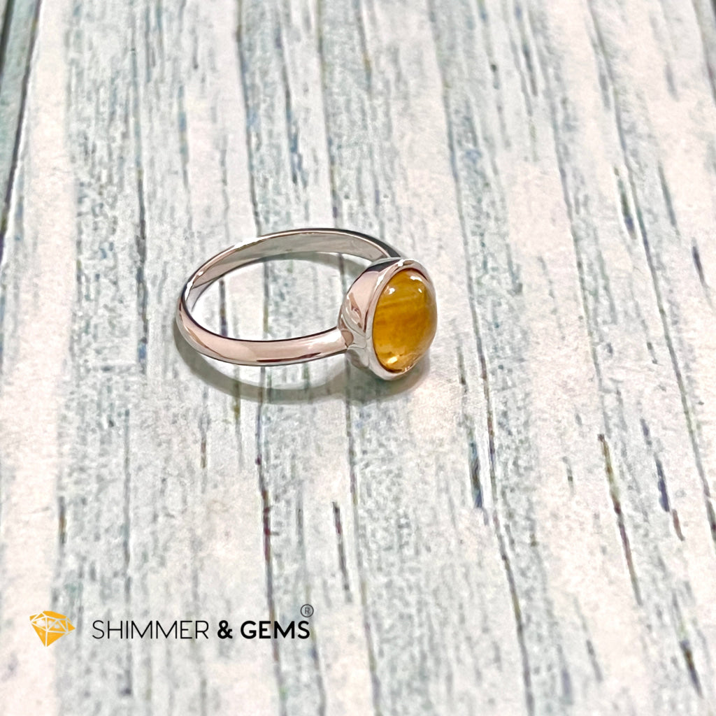 Citrine Round 925 Silver Ring