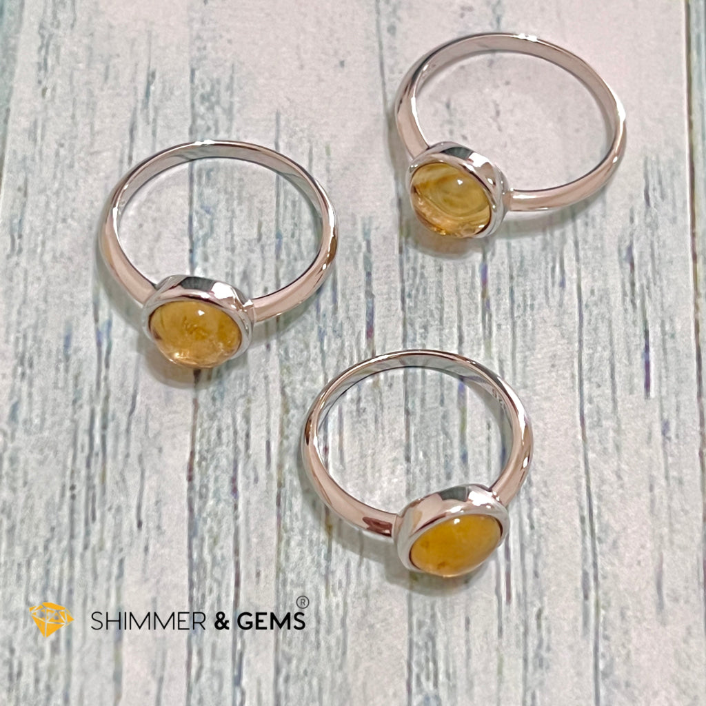 Citrine Round 925 Silver Ring