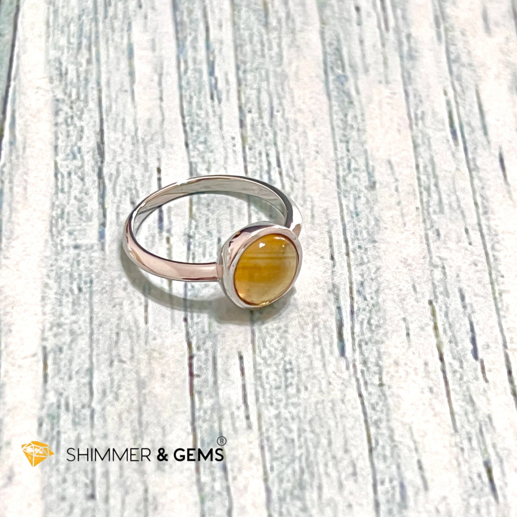 Citrine Round 925 Silver Ring Us 6