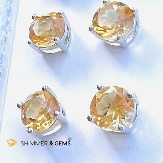 Citrine Round Earrings 7Mm (Wealth & Confidence)