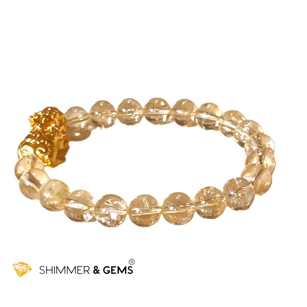 Citrine Stainless Steel Pixiu Bracelet (8Mm)