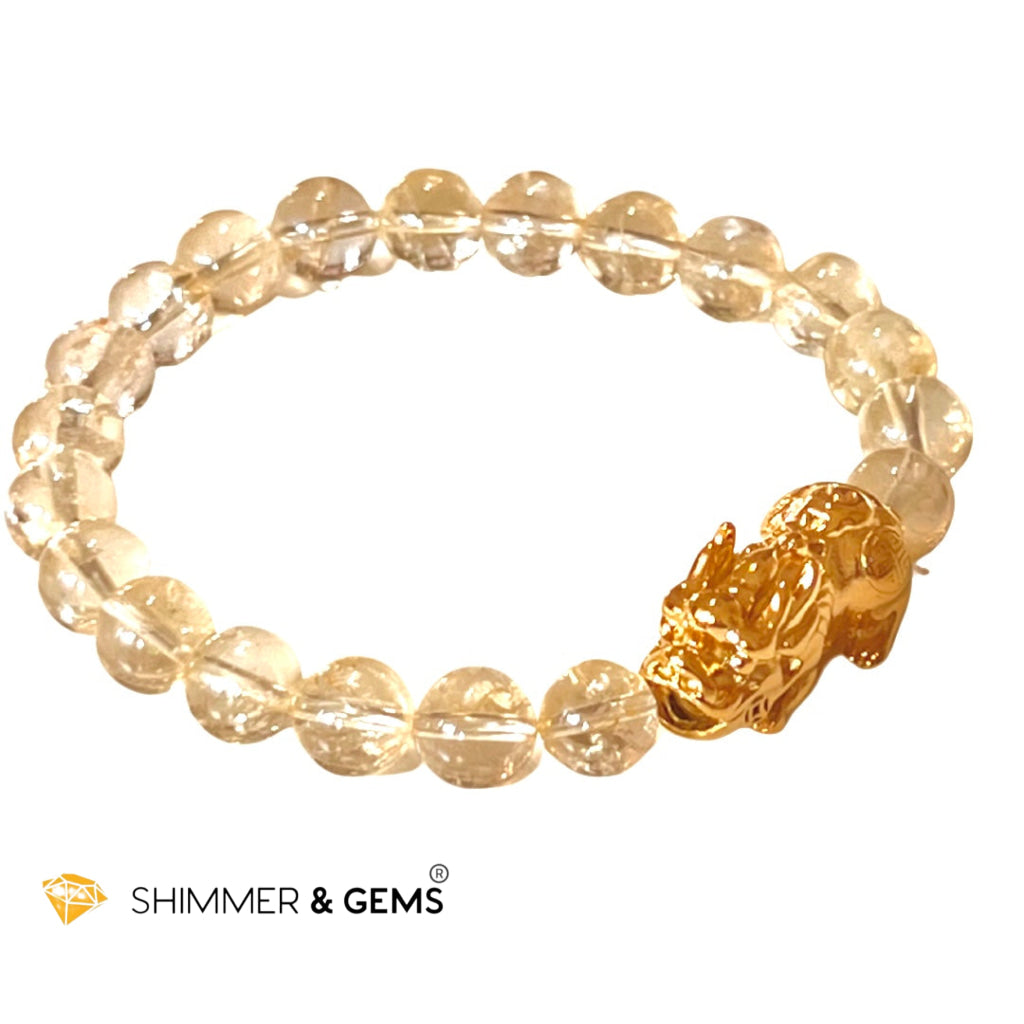 Citrine Stainless Steel Pixiu Bracelet (8Mm)