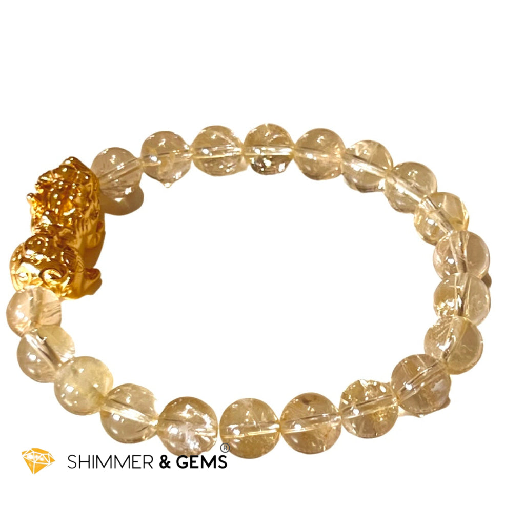 Citrine Stainless Steel Pixiu Bracelet (8Mm)