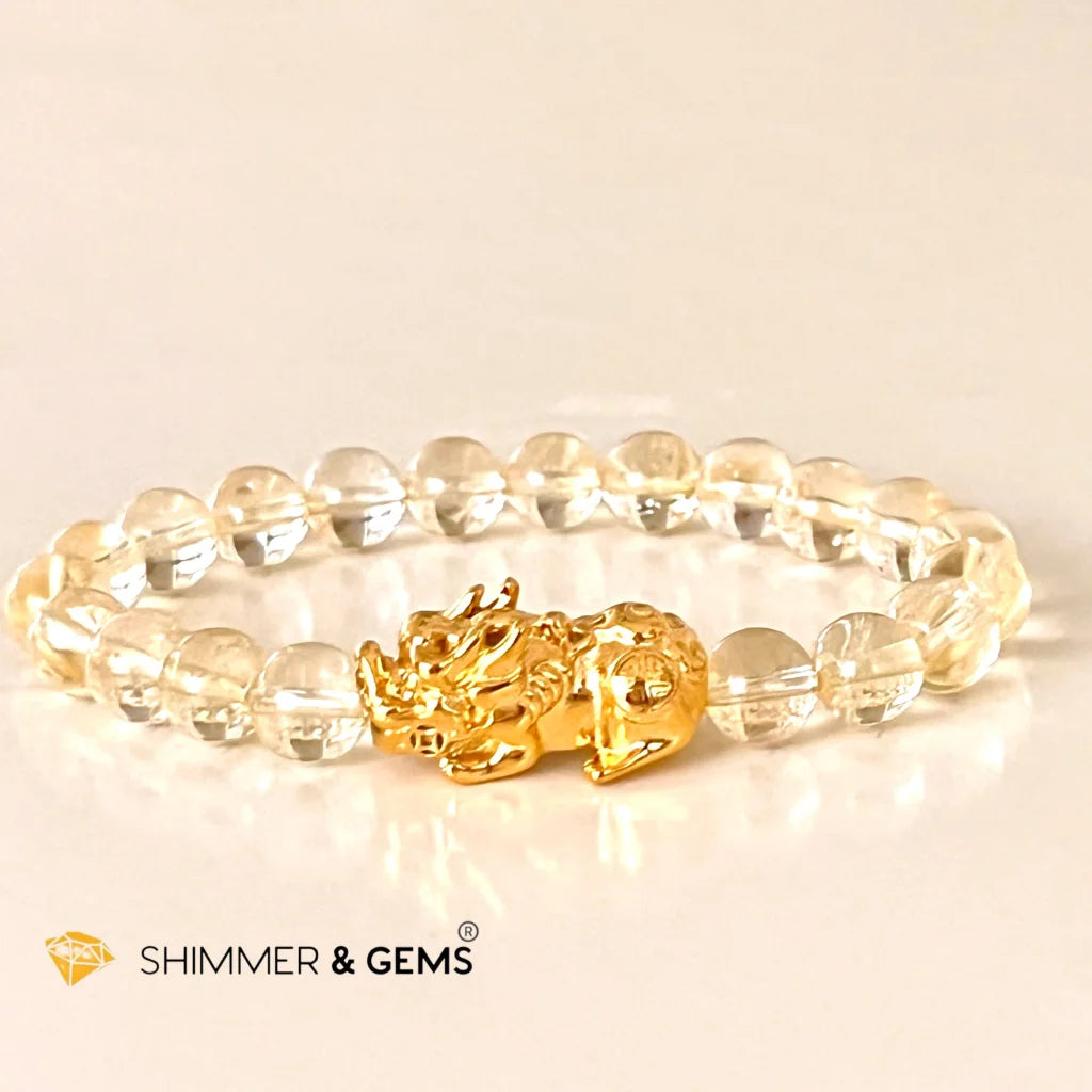 Citrine Stainless Steel Pixiu Bracelet (8mm)