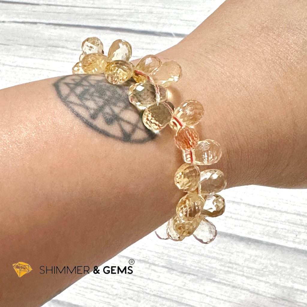 Citrine Tear Drop Flower Bracelet (10mm) AAA Grade