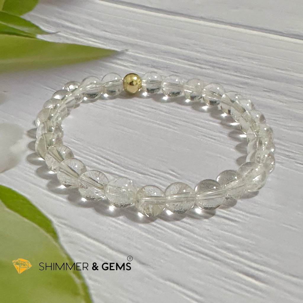 Clear Quartz 6mm Bracelet with 14k gold filled bead