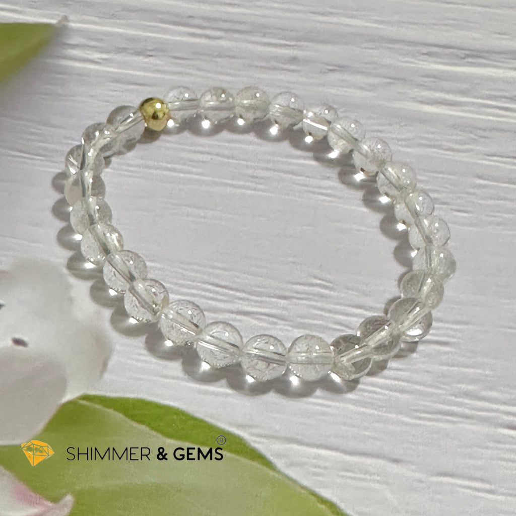 Clear Quartz 6mm Bracelet with 14k gold filled bead