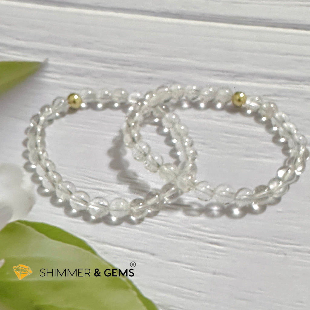 Clear Quartz 6mm Bracelet with 14k gold filled bead