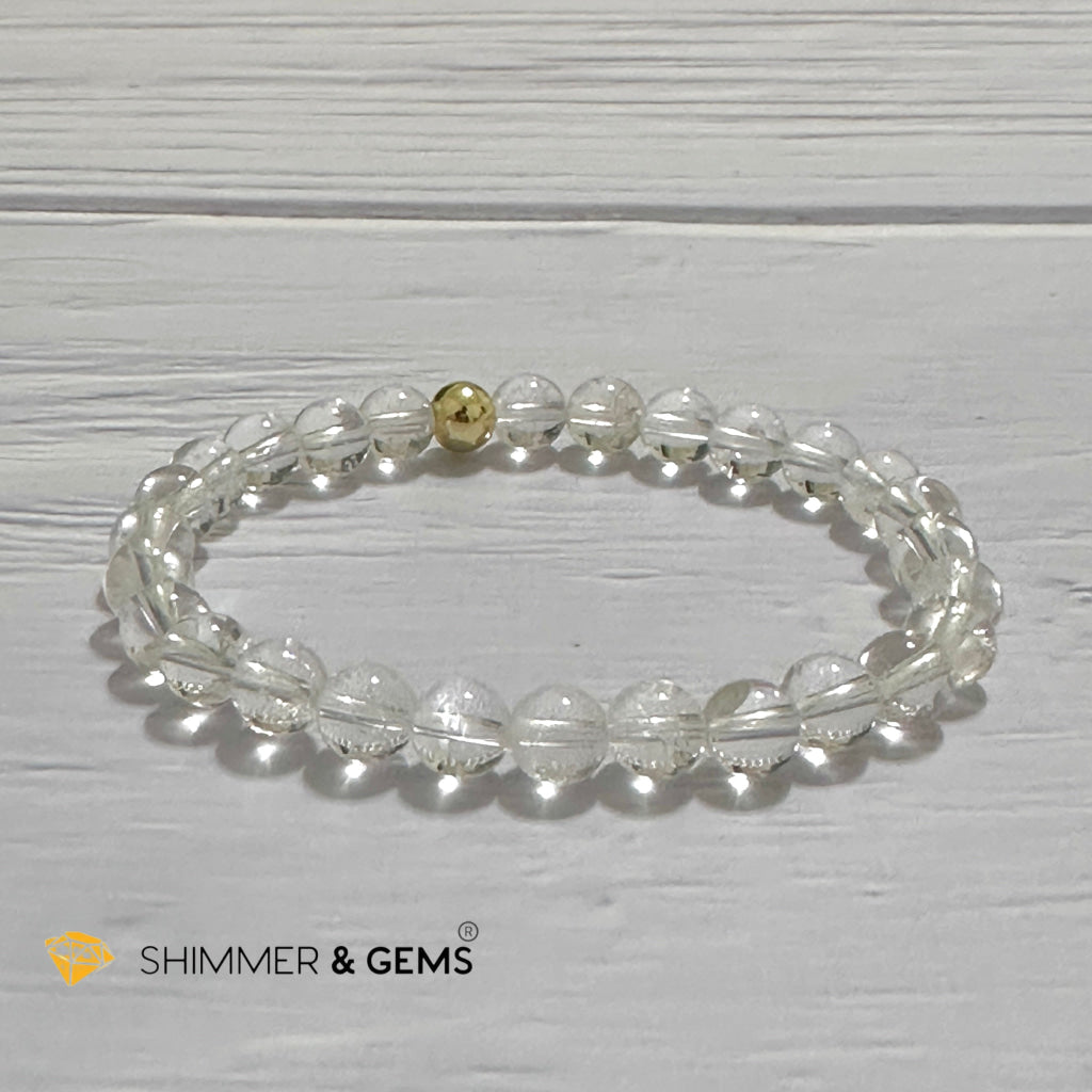 Clear Quartz 6mm Bracelet with 14k gold filled bead